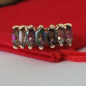 ❤️10k Size 7.75 Beautiful Solid Yellow Gold Mystic Topaz Ring! 👌🎁